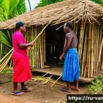 바누아투의 과거 자연재해 기록 - A vibrant scene in a Vanuatu village after a recent tropical cyclone. Local Ni-Vanuatu people, inclu...